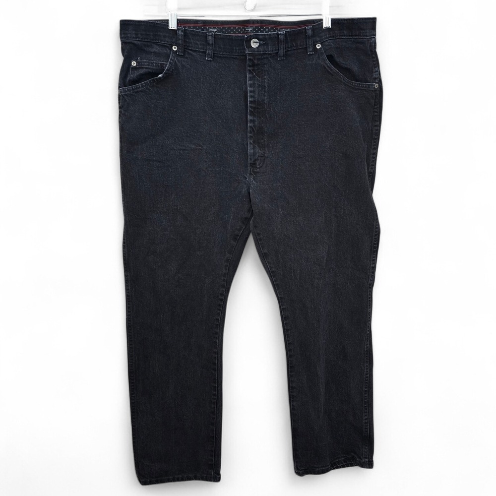 Wrangler Jeans Mens 44x30 Black Regular Fit Straight Leg 5 Pocket Denim Casual